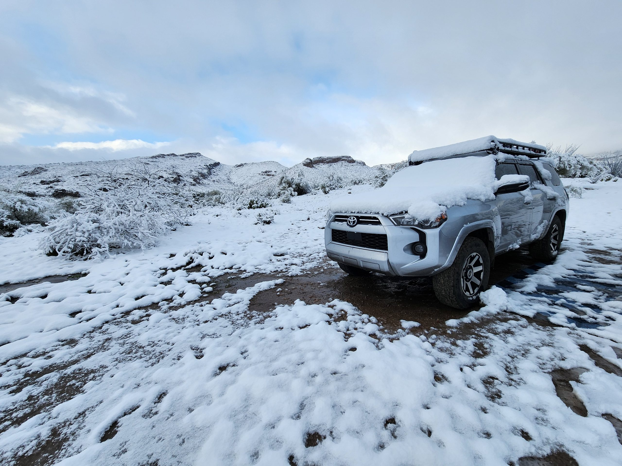 Our First Day as Full-Time Car Campers Started with Snow